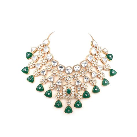 Buy Odette Gorgeous White and Green Choker Set Online