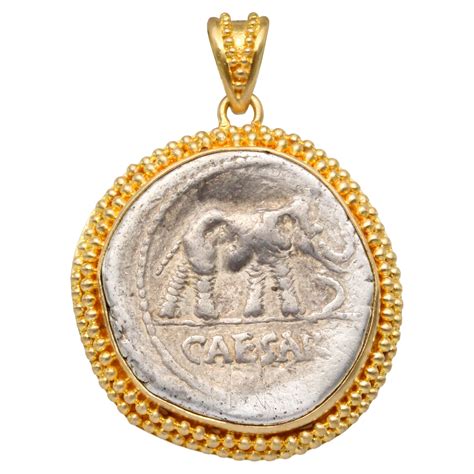 Ancient Roman 1st Century Bce Julius Caesar Coin 18k Gold Pendant For ...