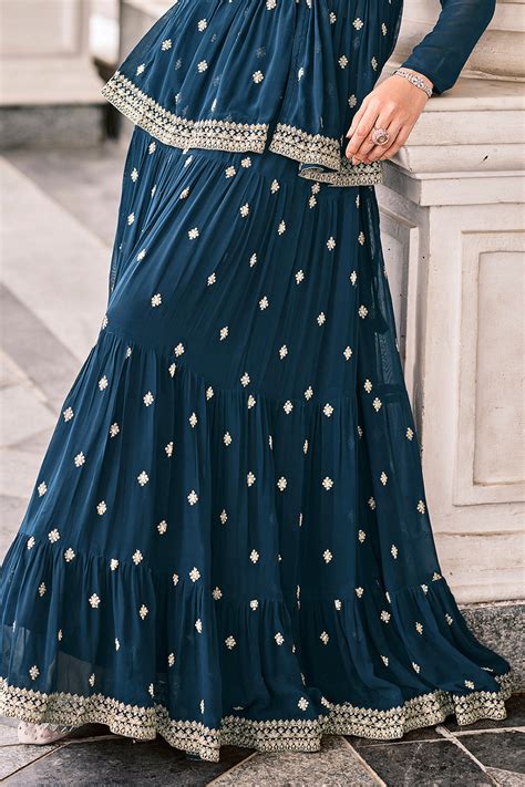 Buy Teal Blue Sharara Suit 86231 Online | Karagiri