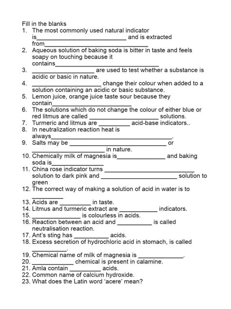 Image result for Class 7 Acid Chemical Formulas