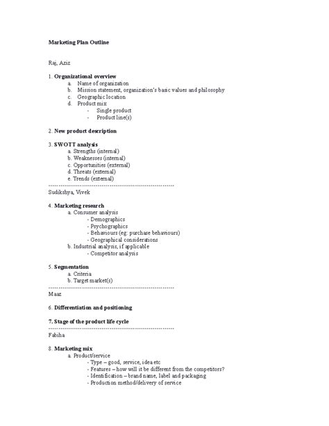 Marketing Plan Outline Example 的图像结果