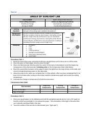 Image result for Angle of Sunlight Lab
