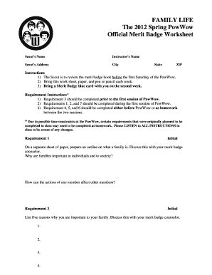 Family Life Merit Badge Answers - Fill Online, Printable, Fillable ...