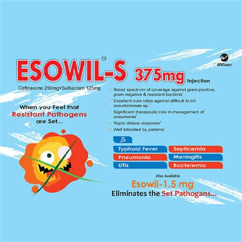 Esowil - S 375mg Injection Wiliance Pharmaceuticals Pvt. Ltd.