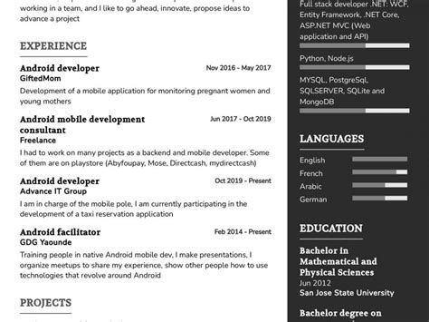 Image result for Android Developer Resume