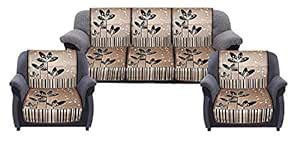 Kuber Industries Velvet Floral 5 Seater Sofa Cover Set (Multicolour ...