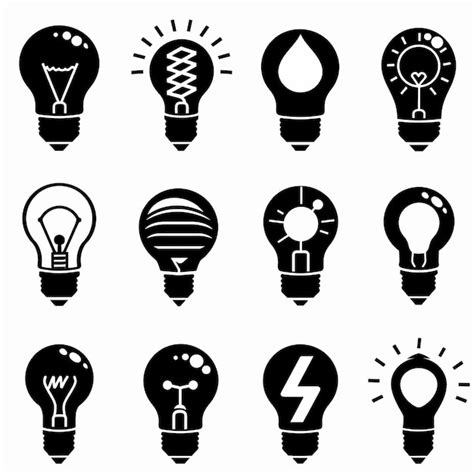 Graffiti light bulbs black lamp icon silhouettes set lightbulbs ...