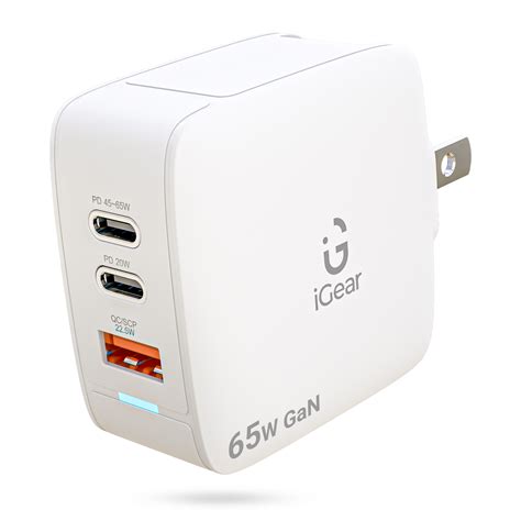 iGear Core 65: 65W GaN Fast Charger, Type-C PD & QC 4.0+PPS Adapter, 2 ...