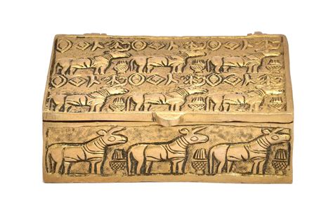 Buy The Advitya Brass Mohenjo Daro Storage Box (Height - 8.9 inch ...