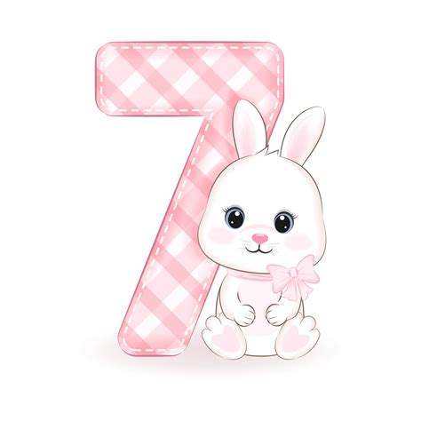 Cute little rabbit, Happy birthday 7 years old 19520198 Vector Art at ...