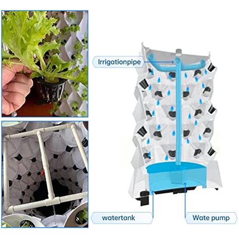 ZXMT 40 Pots Hydroponics Tower Aquaponics Grow India | Ubuy