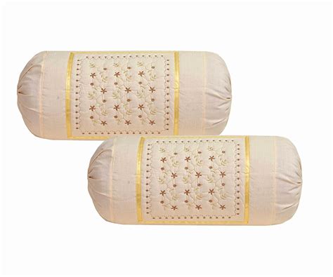 Rj Products Cotton Zari Embroidery Bolsters Covers Pack of 2 Piece ...