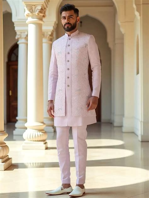 All Over Embroidery Floral Raw Silk Kurta Jacket Set – De Royal Mens Ethnic