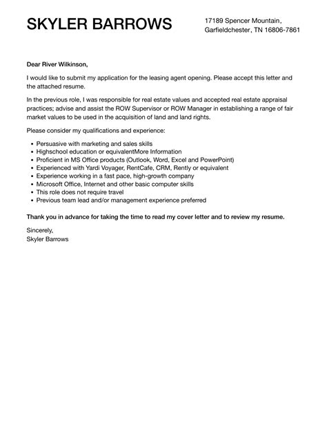 Leasing Agent Email Template