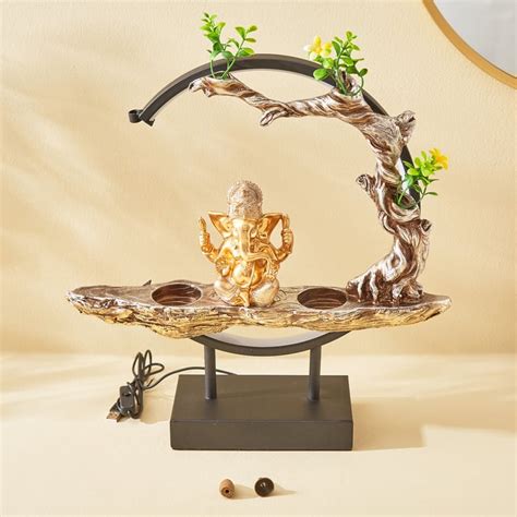 Buy Corsica Polyresin LED Ganesha Figurine with T-Light and Incense ...