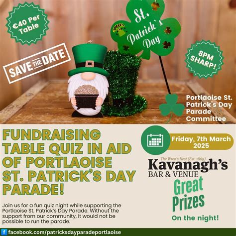 Portlaoise St. Patrick’s Day Parade Fundraising Table Quiz, Kavanaghs ...