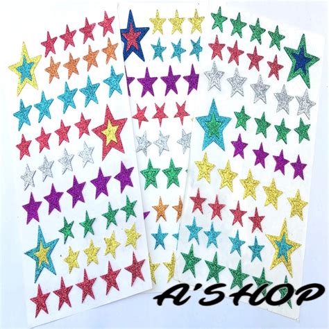 A'SHOP Glitter Foam Self Adhesive Star Stickers for Art and Craft for ...