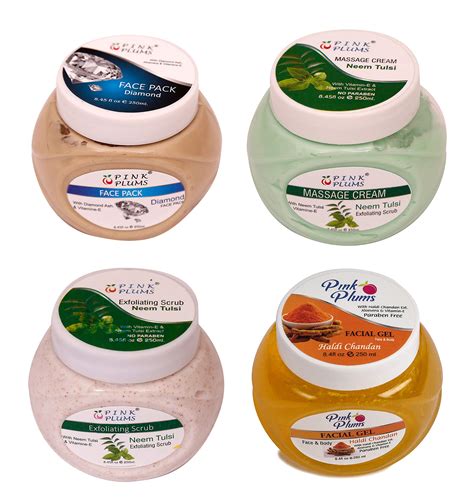Buy PINK PLUMS Glowing Diamond FacePack, Neem-Tulsi Massage Cream, Neem ...