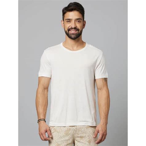 Off-White Solid T-Shirt | Celio