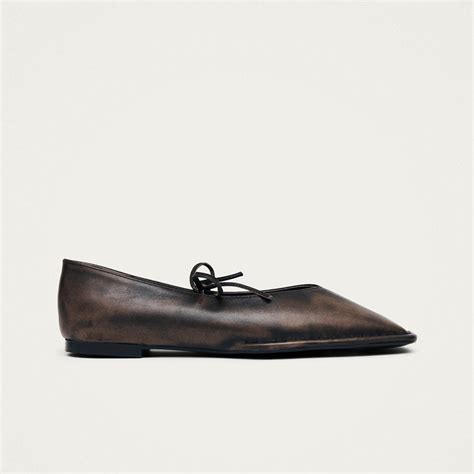 Sway Vintage Effect Brown Leather Ballet Flats | ALOHAS