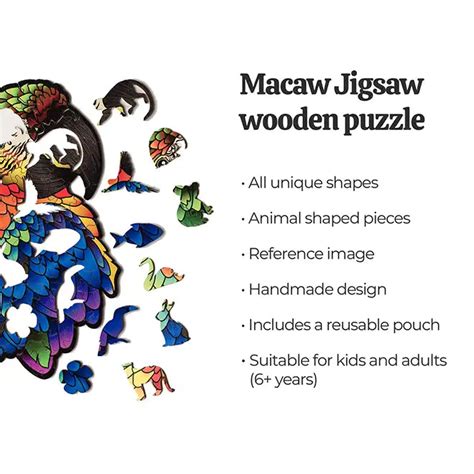 Macaw Unique Shapes Wooden Puzzles 72 pieces 6+ Age – Mini Leaves