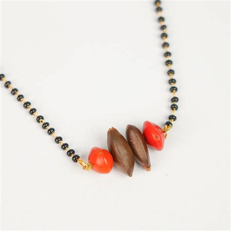Buy Handmade Single Chain Gunj & Sitaphal Seed Mangalsutra Online On Zwende