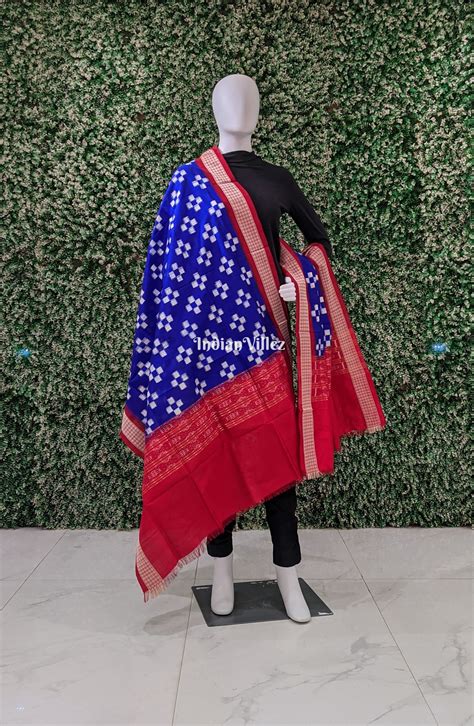 Blue Red Pasapali Theme Pure Sambalpuri Silk Dupatta – IndianVillèz
