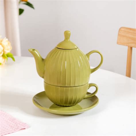 Stackable Ambrosia Teapot And Cup With Saucer Olive Online - Premium ...