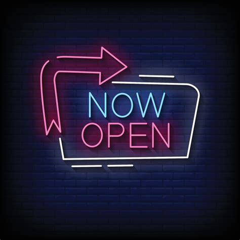 Now Open Neon Signs Style Text Vector 6252973 Vector Art at Vecteezy