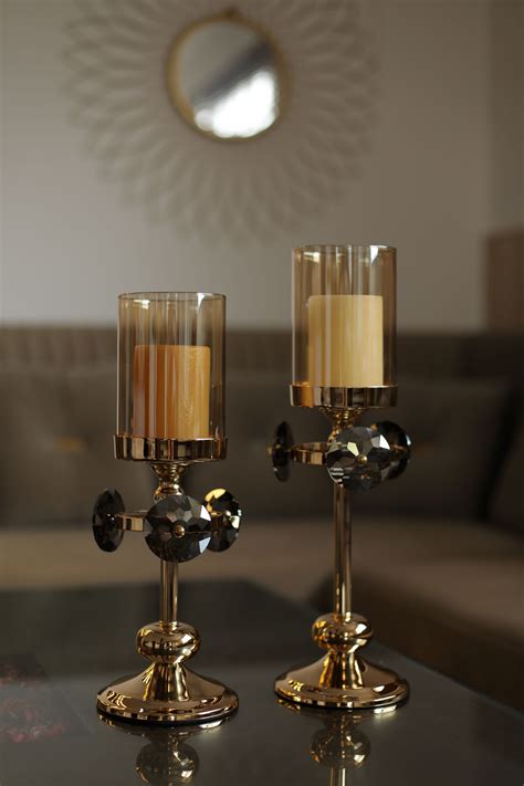 3 Round Crystal Candle Stand