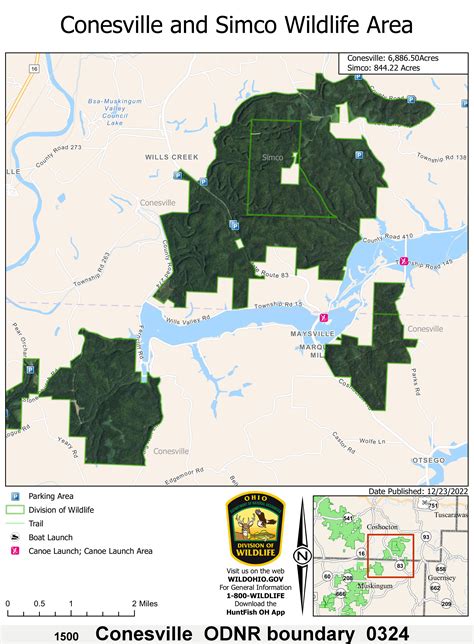 q Conesville large - Ohio Hunting Maps - 1250+ page Map Guide to Public ...