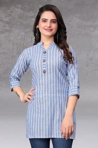 MANTRA DESIGNER Formal Striped Women Blue, White Top - Buy MANTRA ...