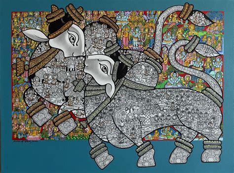 Buy Original Dancing Nandi 14 Painting online By Vivek Kumavat | Eikowa