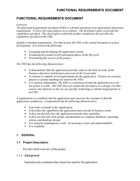 Functional requirement document - It serves the same purpose as a ...
