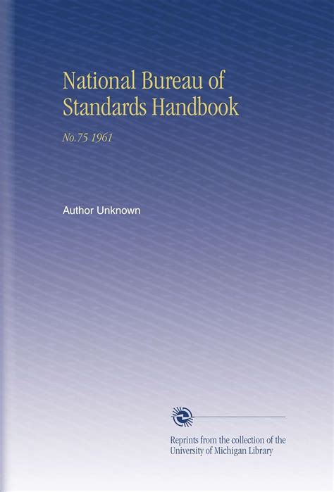 National Bureau of Standards Handbook: No.75 1961 : Amazon.in: Books