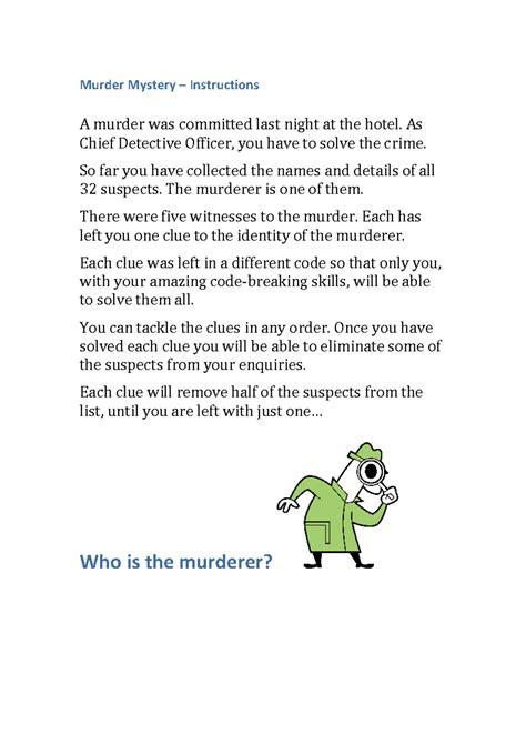 Murder Mystery Clues & Suspect Profiles - Dec 2022 - Studocu