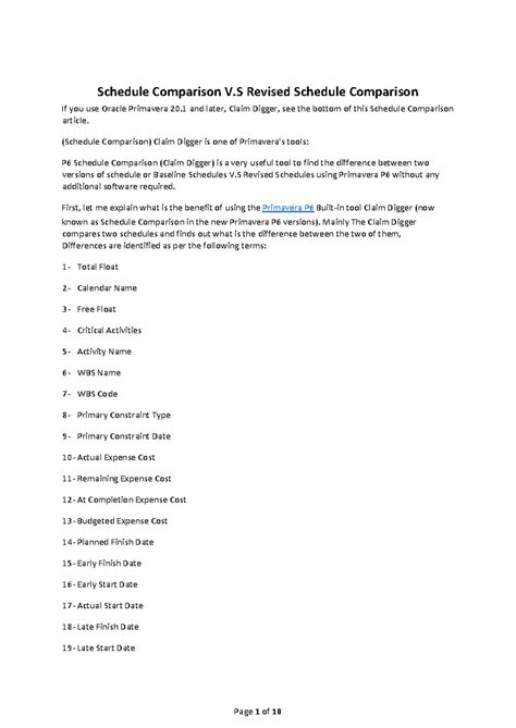Schedule-Comparison - Schedule Comparison V Revised Schedule Comparison ...