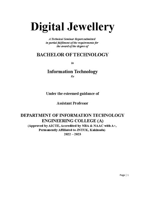 Digital Jewellery - Digital Jewellery ####### A Technical Seminar ...
