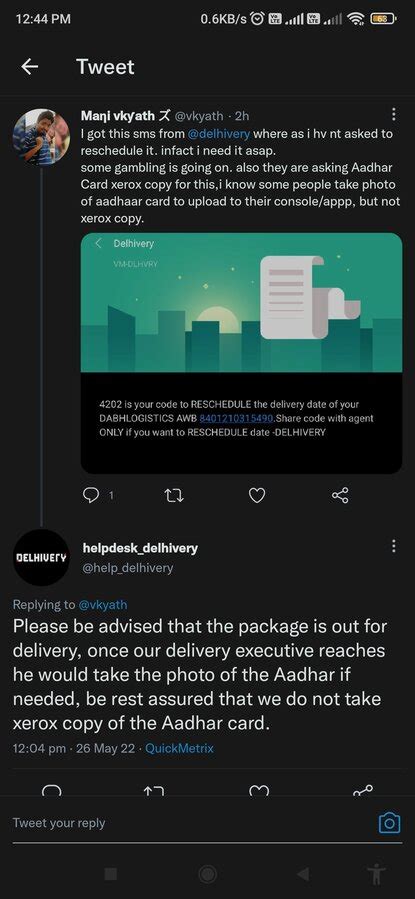 Delhivery — Why Hardcopy of Aadhar Card is required ?AWB[protected]