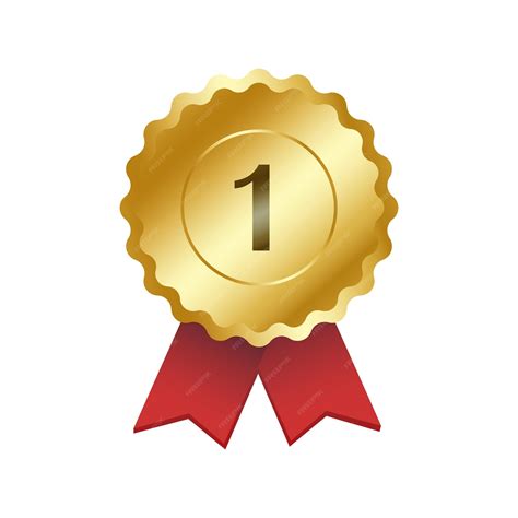 Premium Vector | Shiny Gold Medal 1st Rank Isolated Vector Illustration