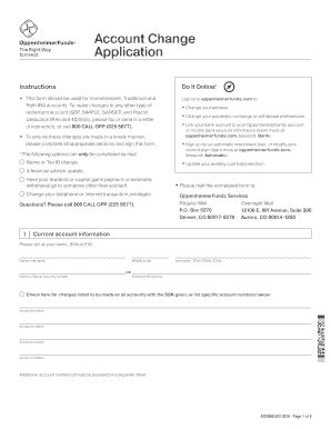 Fillable Online Account Change Application - OppenheimerFunds Fax Email ...
