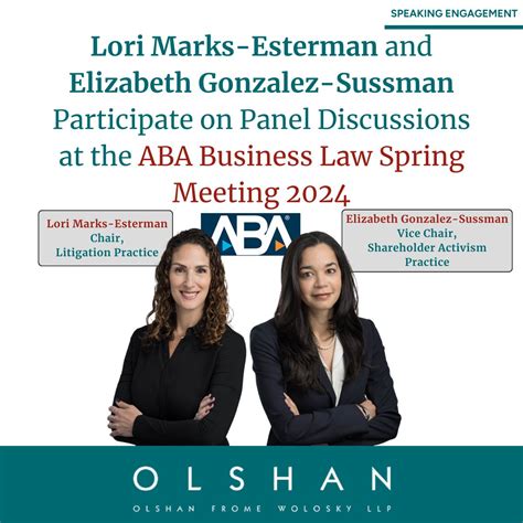 Olshan Frome Wolosky LLP on LinkedIn: Lori Marks-Esterman and Elizabeth ...