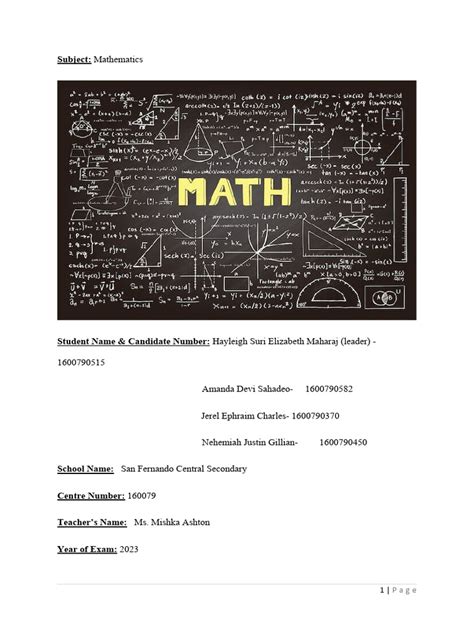 Image result for Maths SBA Examples