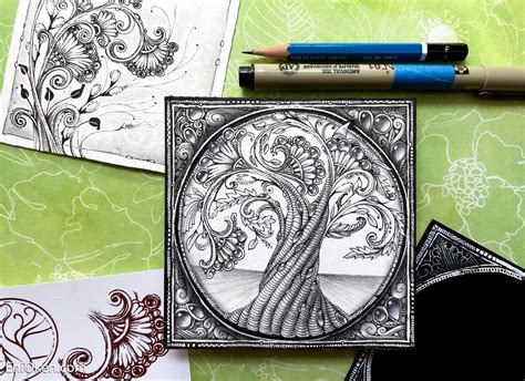 Zentangle Coloring Pages Tree Trunks