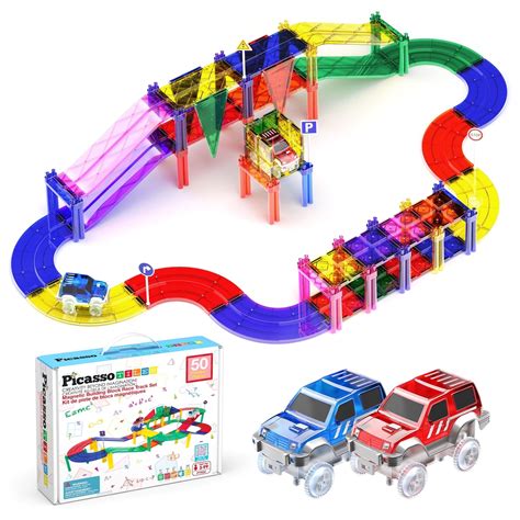 PICASSO TILES PicassoTiles Race Track Magnetic Tiles for Kids with ...