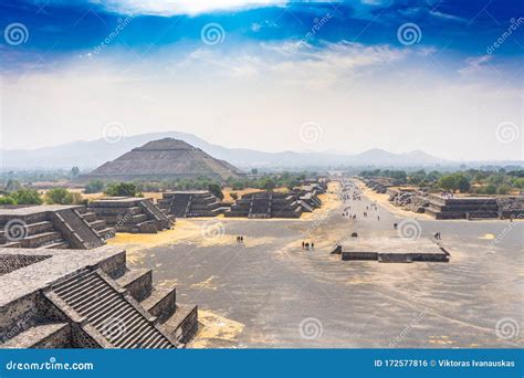 The Sun Pyramid in Teotihuacan. View with Sky from the Moon Pyramid ...