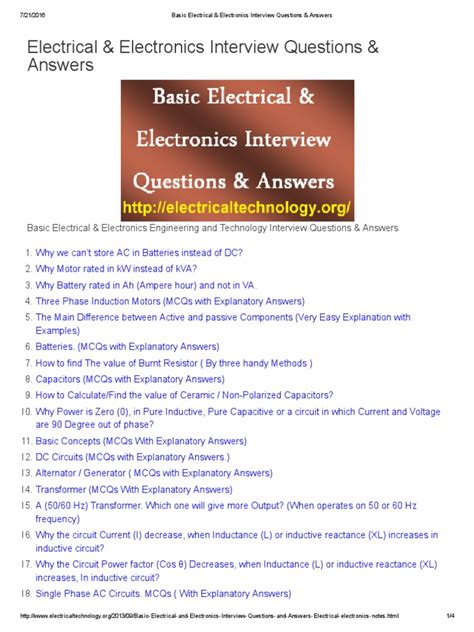 Basic Electrical Questions and Answers 的图像结果