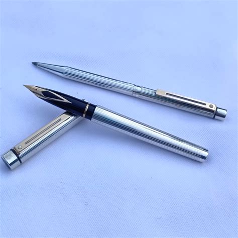 Sheaffer Targa Sterling Silver Fountain Pen & Ball Pen Set with 14kt G ...