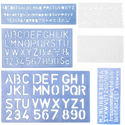 Buy 6 Piece Plastic Letter Stencil Alphabet Stencils Ruler Sets Drawing ...