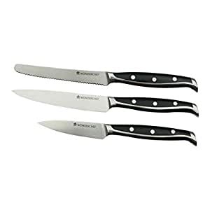 Buy Wonderchef Stainless Steel Knife Set, Set of 3, Silver/Black Online ...